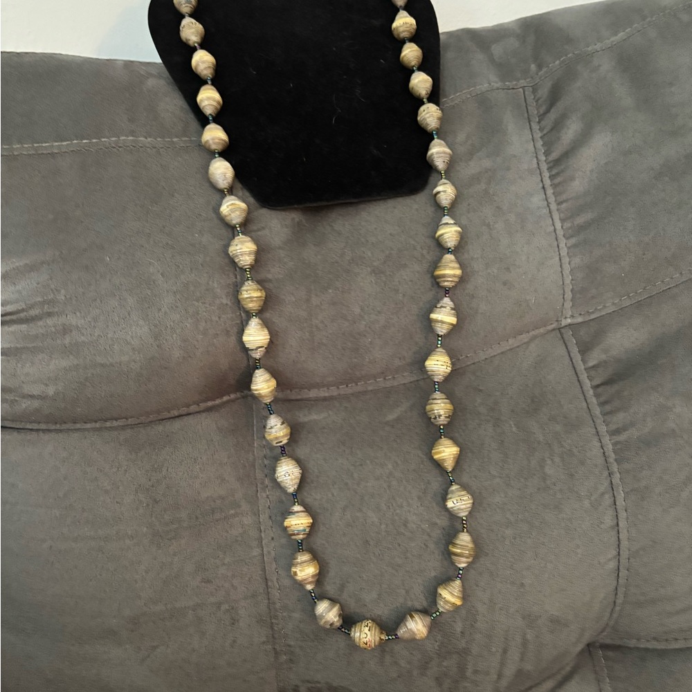 Elegant Gold and Silver Beaded Necklace. New handmade in Rwanda